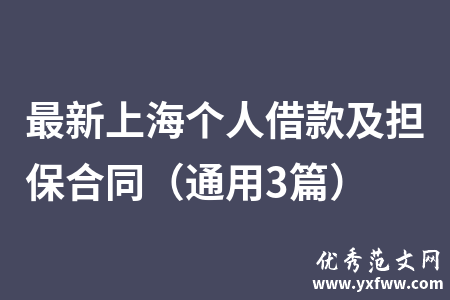 最新上海个人借款及担保合同（通用3篇）
