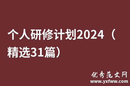 个人研修计划2024（精选31篇）